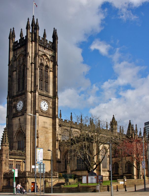 Manchester Cathedral set fra syd vest
